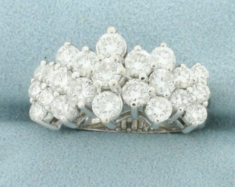 Anillo de cóctel vintage de diamantes en oro blanco de 14 quilates