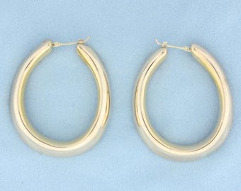 Large Italian Hoop Earrings in 14k Yellow Gold