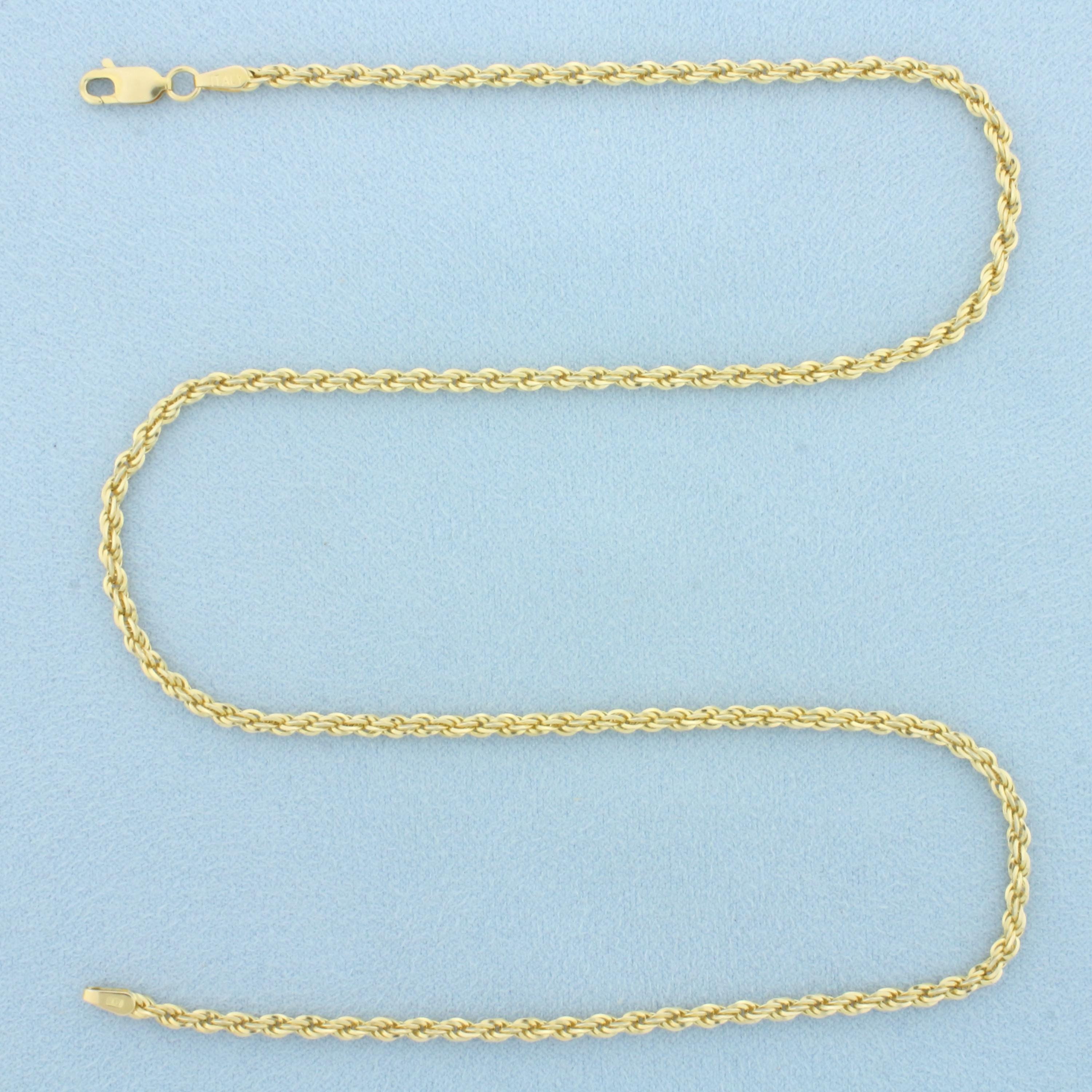 Italian 18 Inch Rope Link Diamond Cut Chain Necklace in 14k Yellow Gold ...