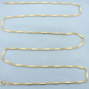 Italian 36 Inch Bar Link Chain Necklace in 14k Yellow Gold