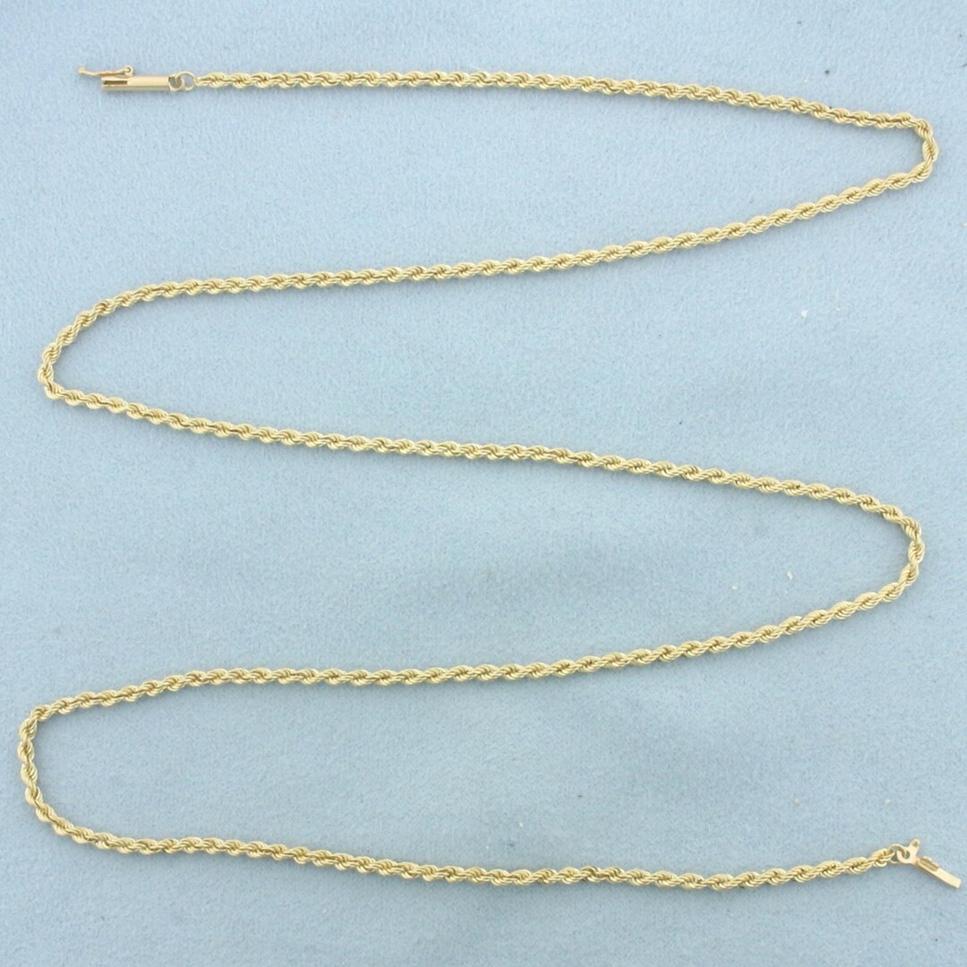 24 Inch Rope Link Chain Necklace in 14k Yellow Gold - Etsy