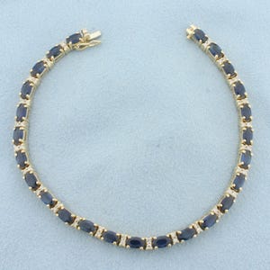Sapphire and Diamond Tennis Bracelet in 14k Yellow Gold