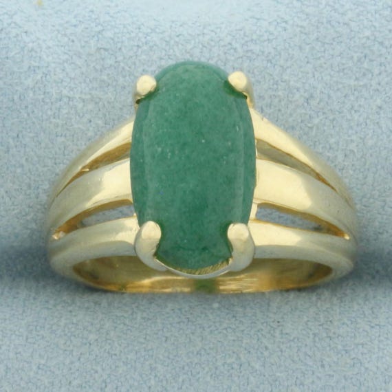 Jade Solitaire Statement Ring in 14k Yellow Gold - image 1