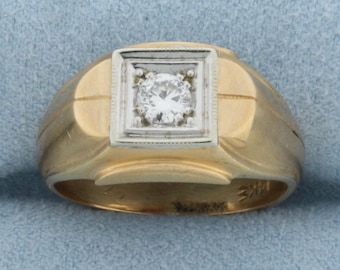 Vintage Solitär Diamant Ring aus 14K Gelb- und Weißgold