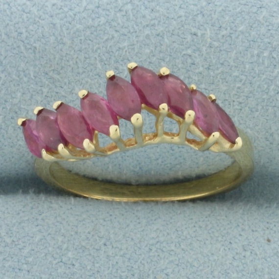Natural Ruby Wave Design Ring In 14k Yellow Gold - image 1