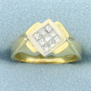 Designer Princess Diamond Ring in 18k Yellow Gold