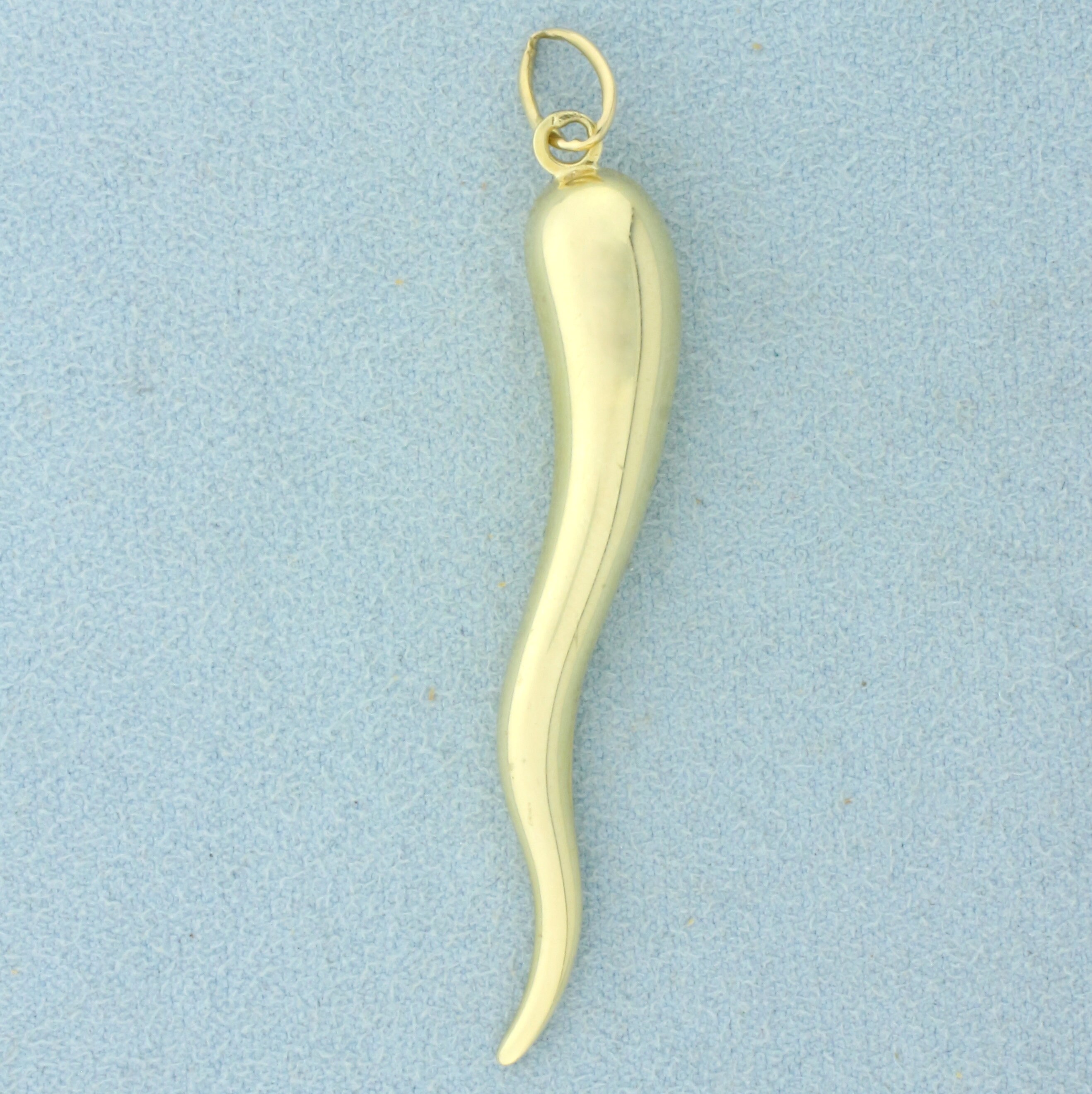 Large Italian Horn Pendant In14 K Yellow Gold Etsy