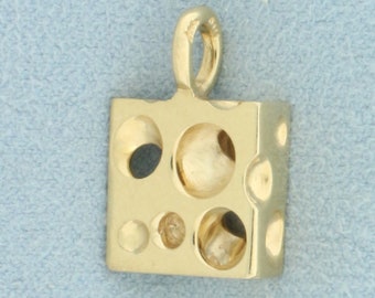 Vintage Swiss Cheese 3-D Pendant or Charm in 14k Yellow Gold