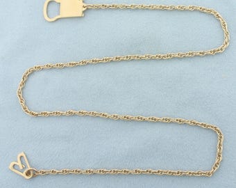 Unique Lock Chain Necklace in 10k Yellow Gold
