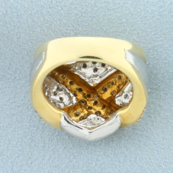 Vintage Diamond Criss Cross Design Statement Ring… - image 4
