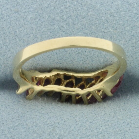 Natural Ruby Wave Design Ring In 14k Yellow Gold - image 4