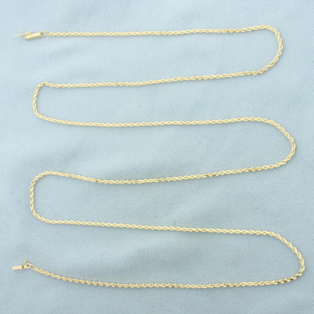 30 Inch Rope Link Chain Necklace in 14k Yellow Gold - Etsy