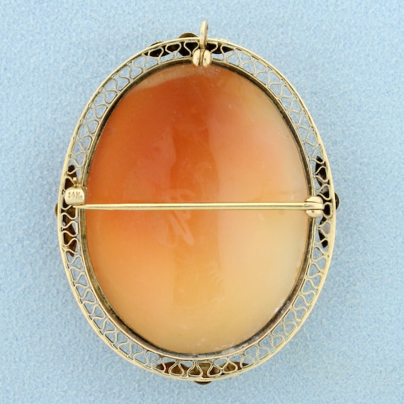 Large Cameo Pendant or Pin in 14K Yellow Gold - image 2