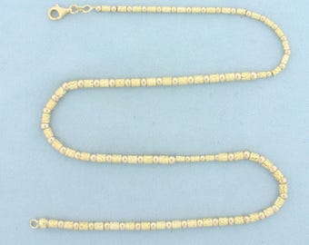19 Inch Diamond Cut Gold Bead Necklace in 14k Yellow Gold