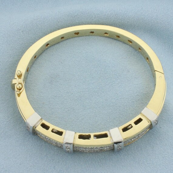 Invisible Set Diamond Hinged Bangle Bracelet in 1… - image 2