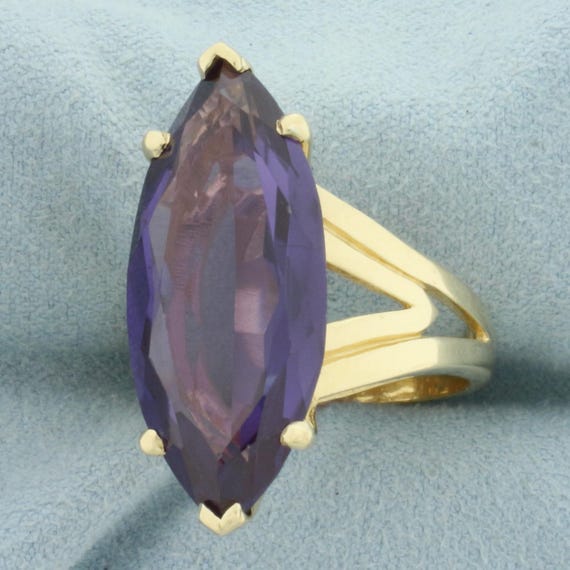 Large Lab Alexandrite Solitaire Statement Ring in… - image 3