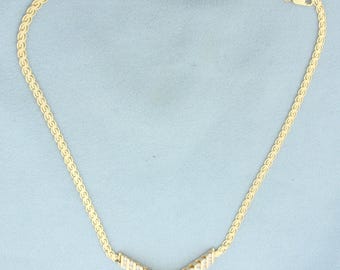 Diamond V Necklace in 14k Yellow Gold