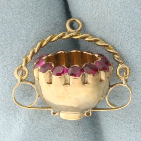 Ruby Cauldron Pendant or Charm in 14k Yellow Gold - image 1