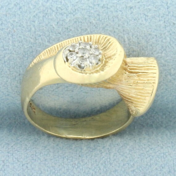 Seashell Scroll Design Pinky Ring in 14k Yellow G… - image 2
