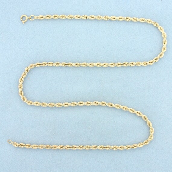 18 Inch Rope Link Chain Necklace in 14k Yellow Gold Gem