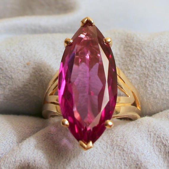 Large Lab Alexandrite Solitaire Statement Ring in… - image 2