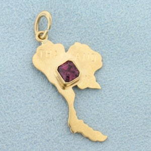 Thailand Ruby Charm or Pendant in 18K Yellow Gold