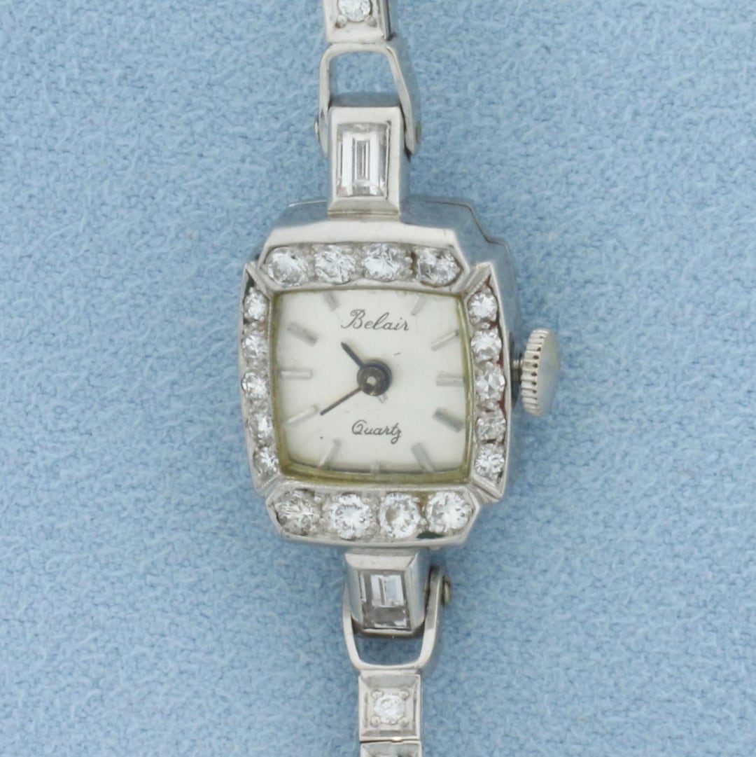 Vintage Womans Belaire Diamond Watch in 14k White Gold - Etsy display picture 1