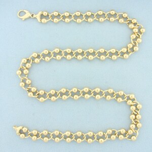 19 Inch Gold Bead Cable Link Necklace in 14k Yellow Gold