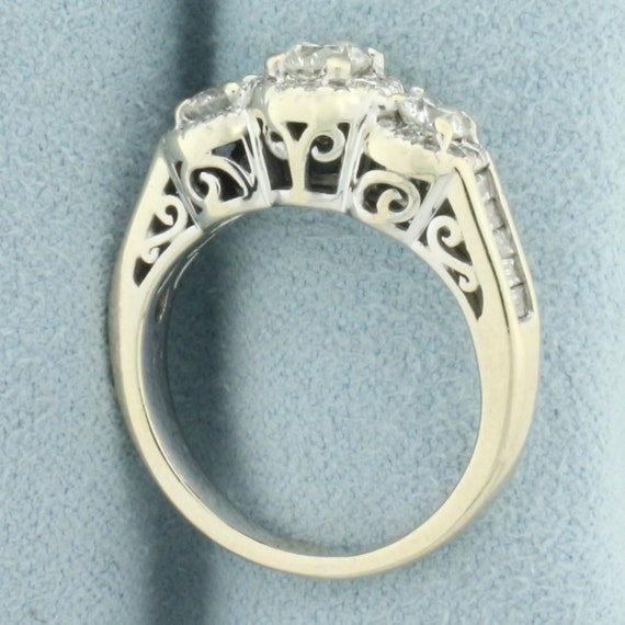 3-Stone Diamond Halo Engagement or Wedding Ring i… - image 3