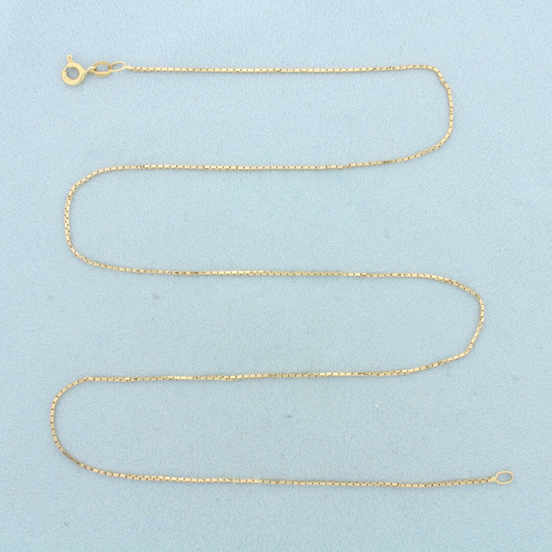 Italian 20 Inch Box Link Chain Necklace in 14k Yellow Gold - Etsy