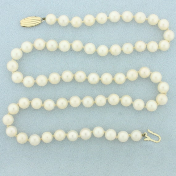 Pearl Strand Necklace with 14k Yellow Gold Clasp - image 1