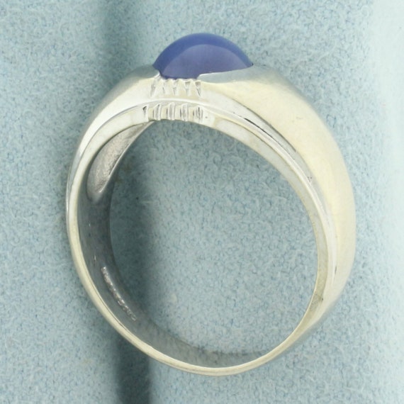 Mens Star Sapphire Ring in 14k White Gold - image 3