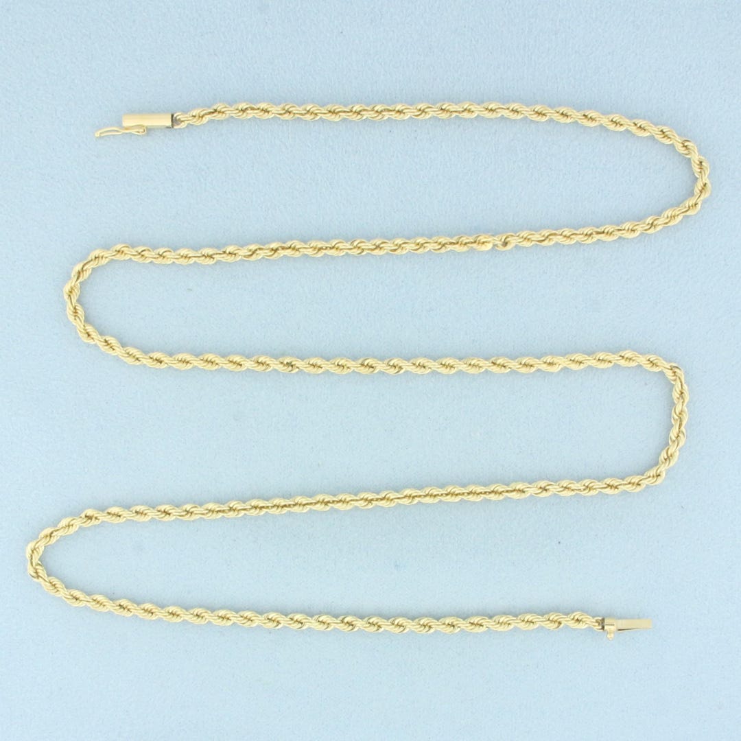 24 Inch Rope Link Chain Necklace in 14k Yellow Gold - Etsy