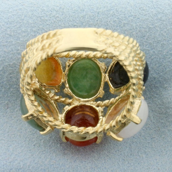Designer Jade Statement Ring in 14K Yellow Gold - image 4