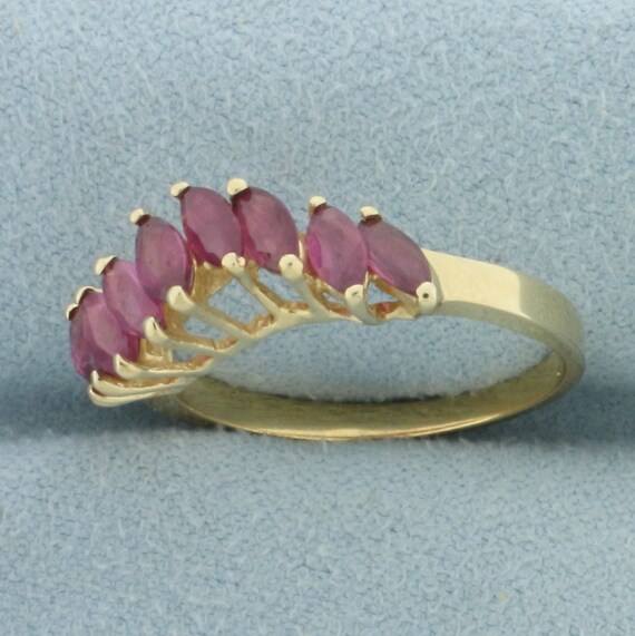 Natural Ruby Wave Design Ring In 14k Yellow Gold - image 2