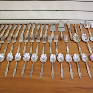 Lunt Lace Point 48 Piece Sterling Silver Flatware Set
