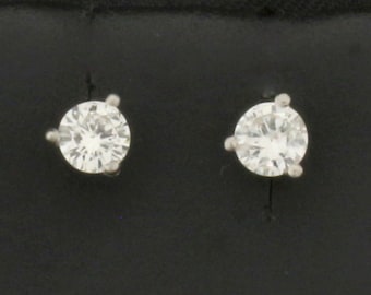 2/5CT TW Diamond Stud Earrings In Platinum Martini Settings