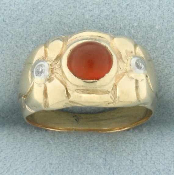 Spessartite and Diamond Ring in 14k Yellow Gold - image 1