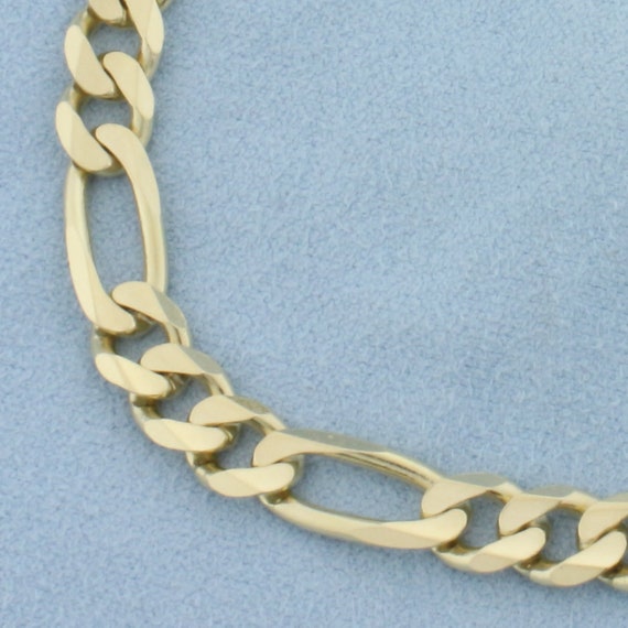Mens Figaro Link Bracelet in 14k Yellow Gold - image 2