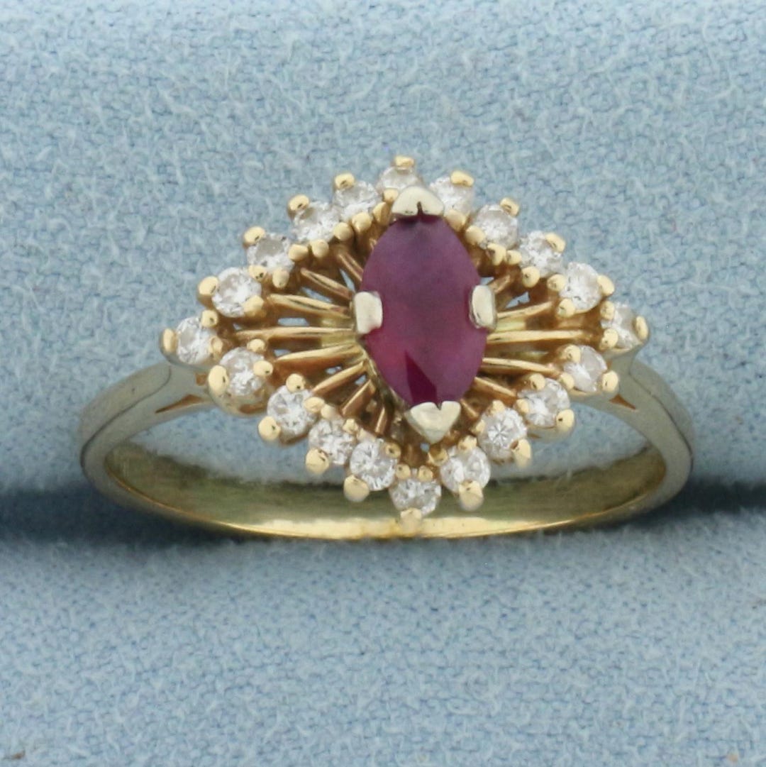 Ruby and Diamond Evil Eye Ring in 14k Yellow Gold - Etsy