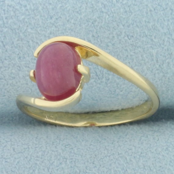 Natural Cabochon Ruby Bypass Ring in 14k Yellow G… - image 2