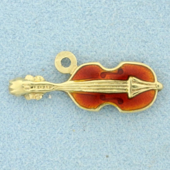 Violin Pendant or Charm in 14k Yellow Gold - image 1