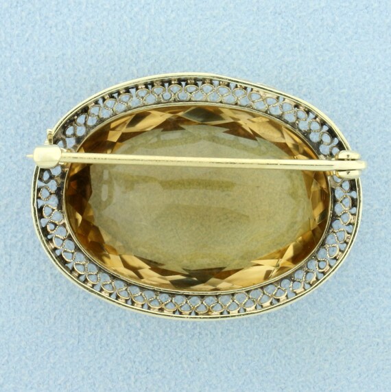 Vintage 35ct Citrine Pin in 14K Yellow Gold - image 2