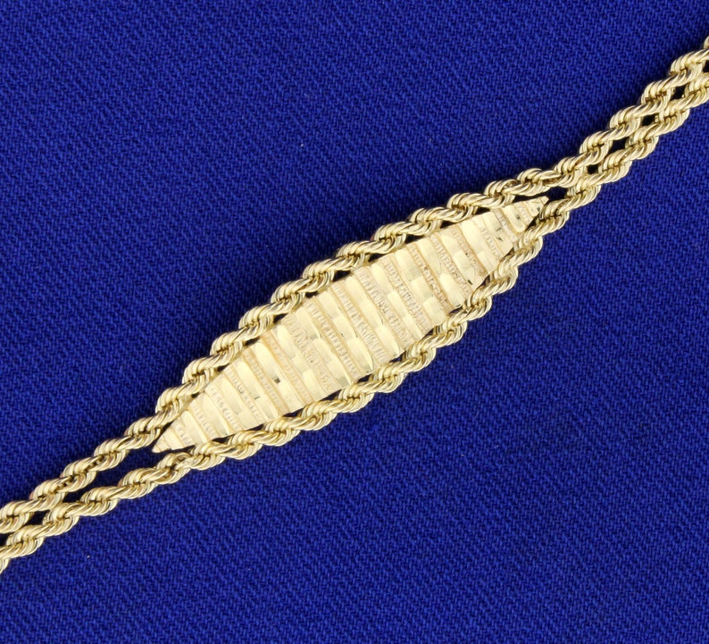 Diamond Cut Double Rope Style Bracelet in 14K Yellow Gold Etsy