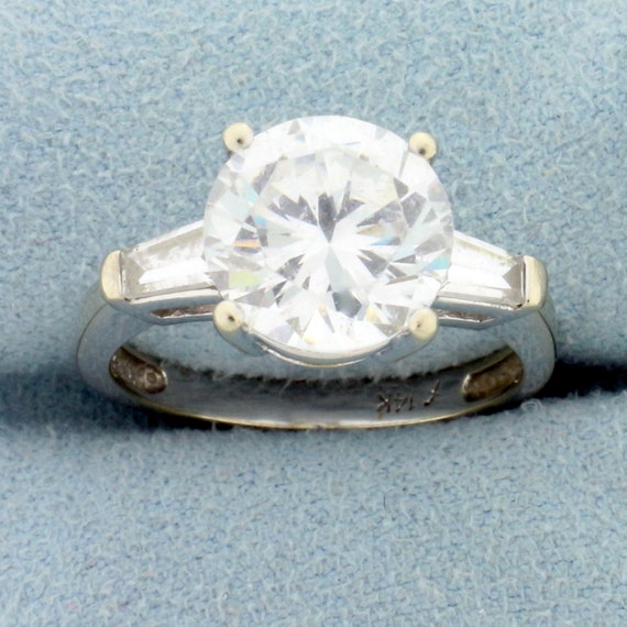 4ct TW CZ Engagement Ring in 14K White Gold - image 1