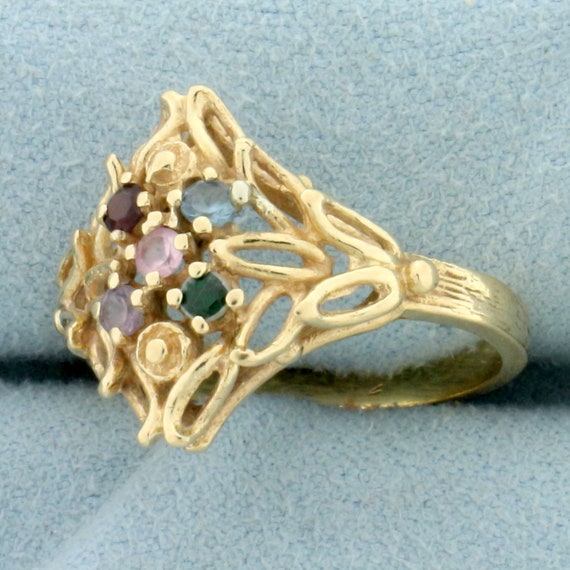 Rainbow Gemstone Ring in 10k Yellow Gold - image 2