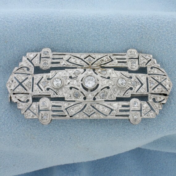 Antique Diamond Pin Brooch in Platinum Etsy