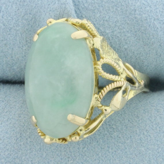 Jade Solitaire Ring in 14k Yellow Gold - image 2