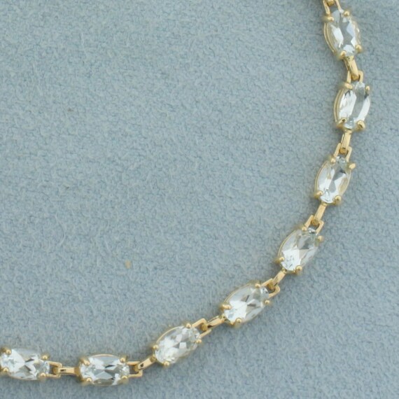 Aquamarine Tennis Bracelet in 10k Yellow Gold - image 2