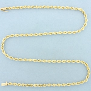 24 Inch Rope Link Chain Necklace in 14k Yellow Gold
